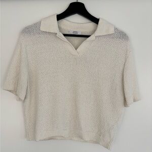 Cream Knit Polo Collar Top by musinsa standard